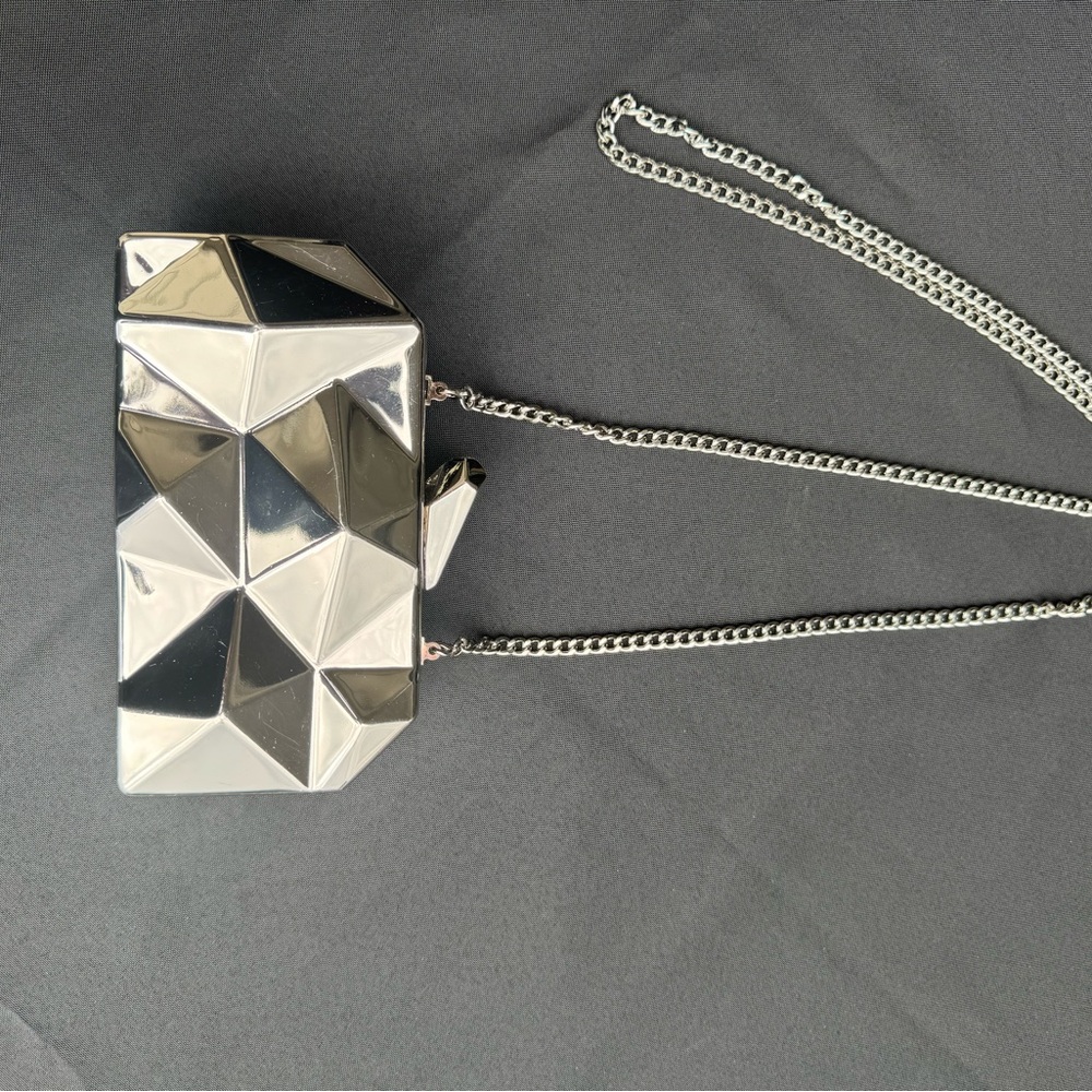 Geometric Silver Clutch Bag